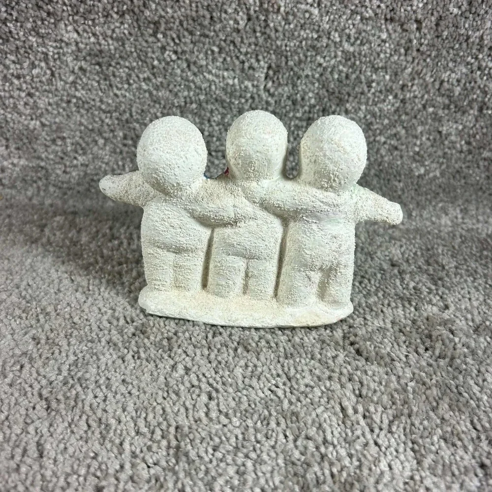 Snow Baby Carolers Figurine White Textured Christmas Trio Decor 4.5in